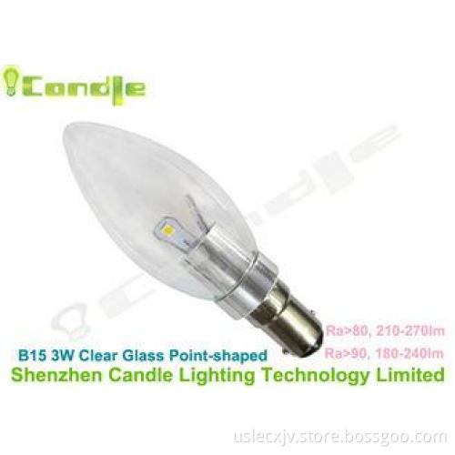 260lm 270lm 3watt Led Candle Lamp E14 / E17 / B22 , 3 Year